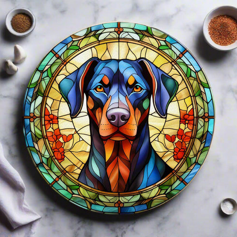Doberman Glass Suncatcher Worktop Saver